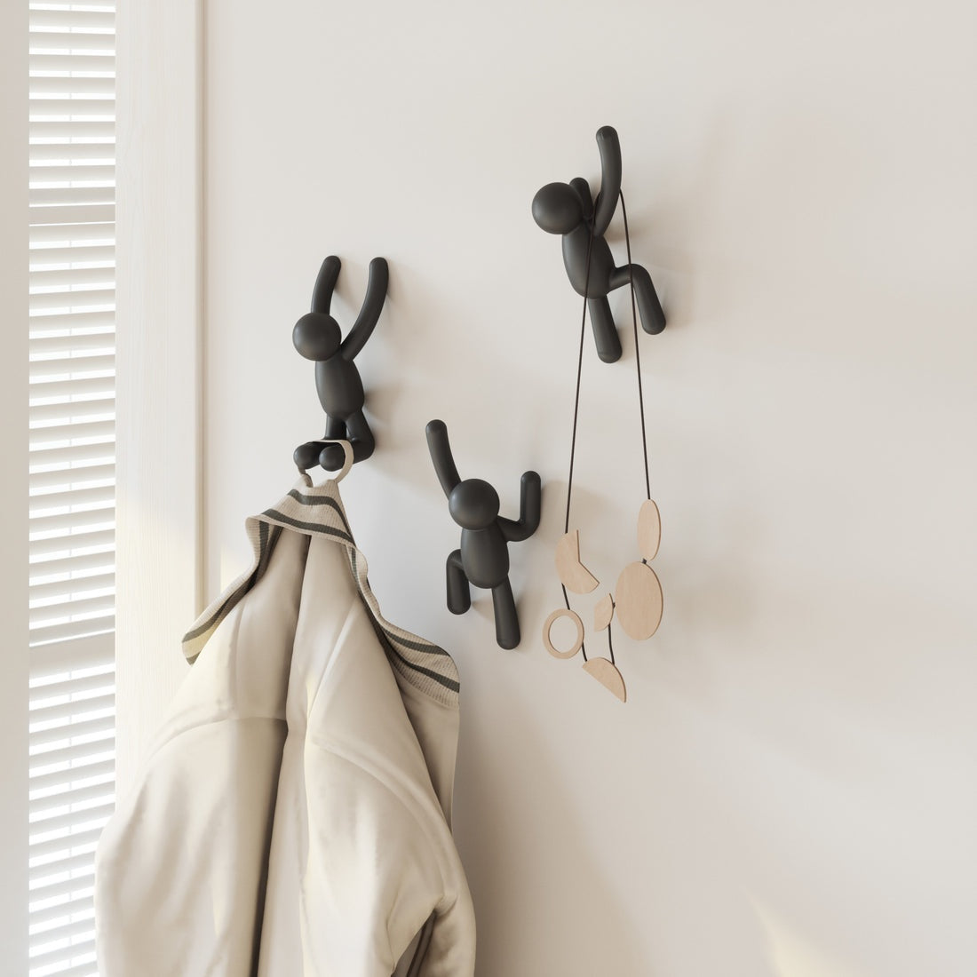 UMBRA Buddy Wall Hooks, Set of 3 - Black