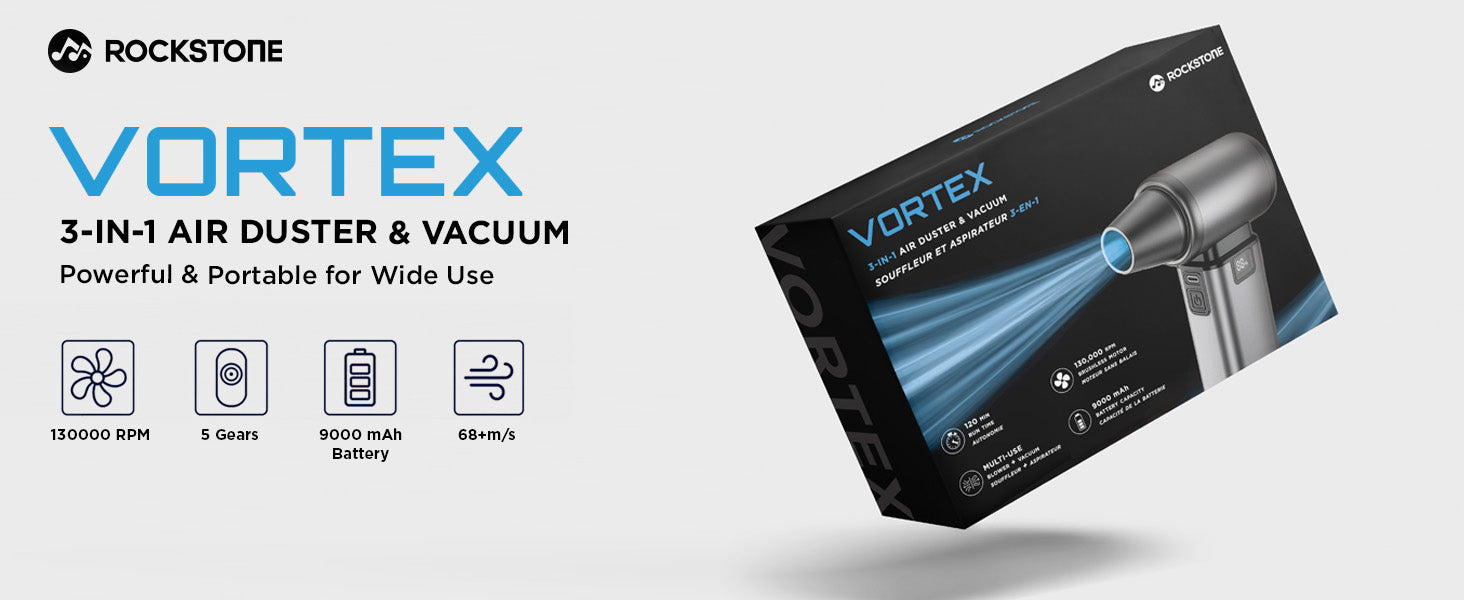 Rockstone Vortex 3-in-1 Air Duster & Vacuum