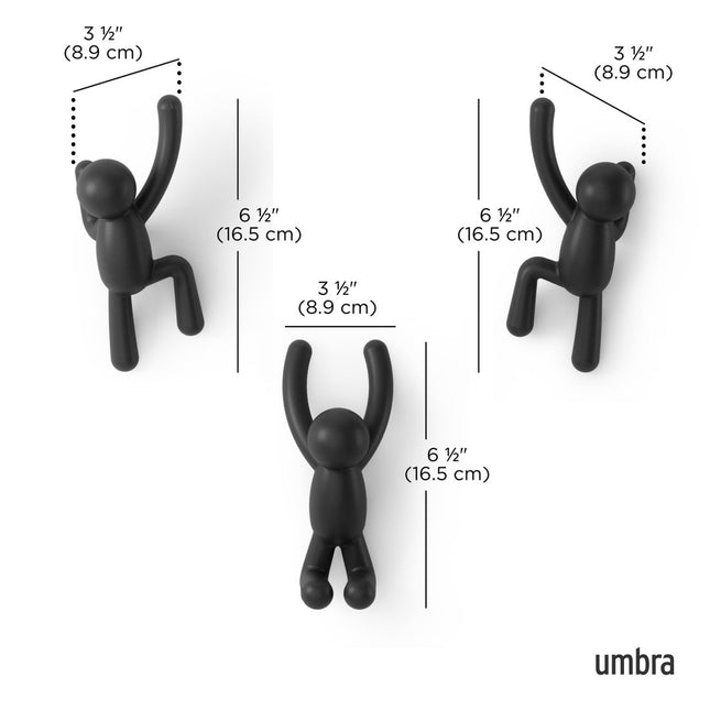 UMBRA Buddy Wall Hooks, Set of 3 - Black