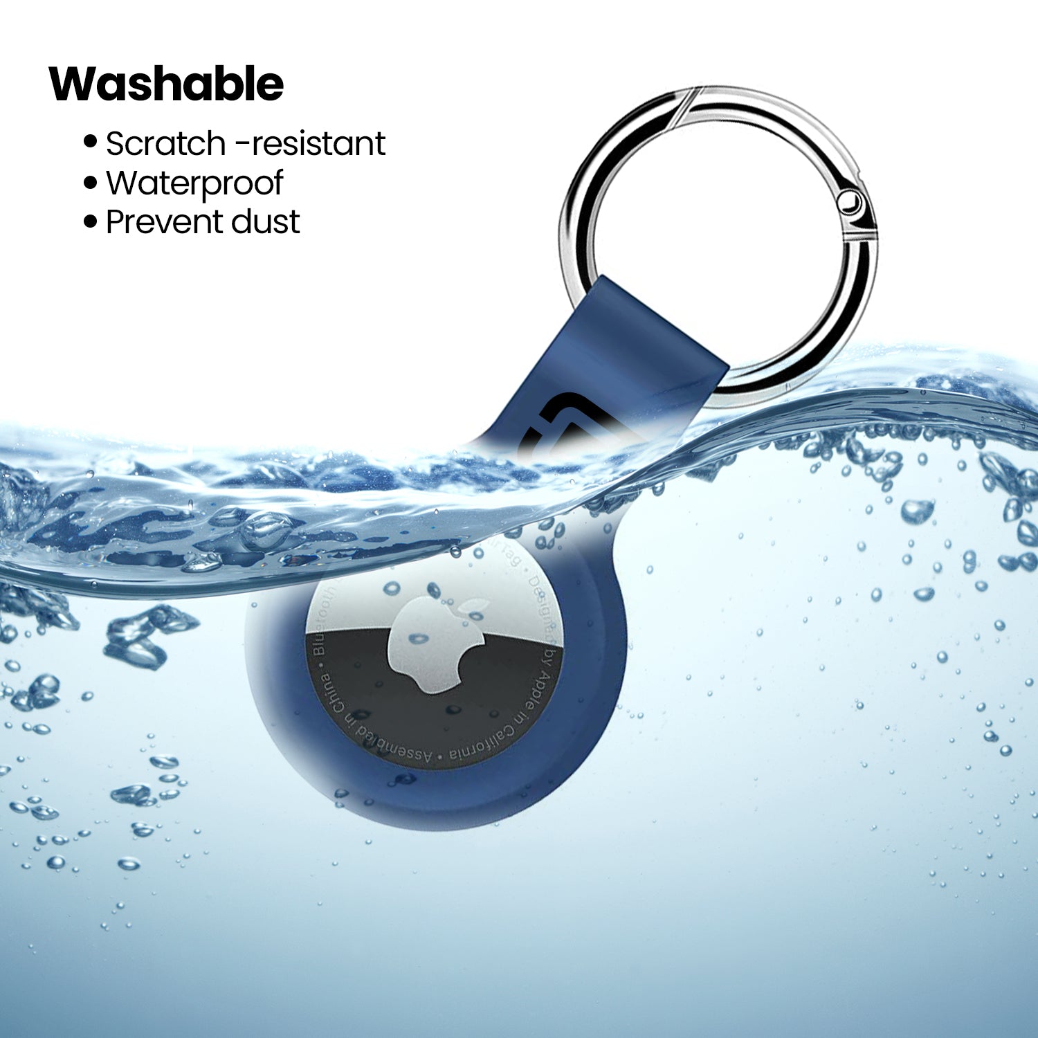 Punkcase Silicone AirTag Cover - Cobalt Blue Protective Case With Keychain Loop
