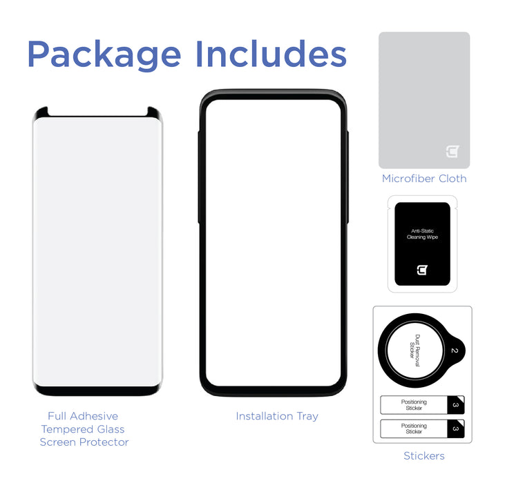 Samsung Galaxy S9 Plus Full Adhesive Curved Tempered Glass w/ Tray - Screen Patrol (BULK ONLY)