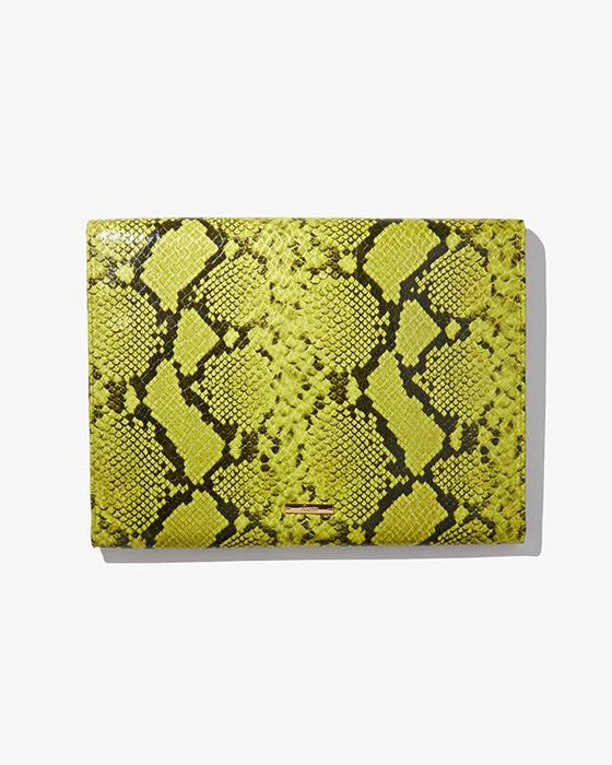 Sonix PU FAUX Leather, Printed Snakeskin, 15-inch Laptop Clutch Sleeve, Green Python