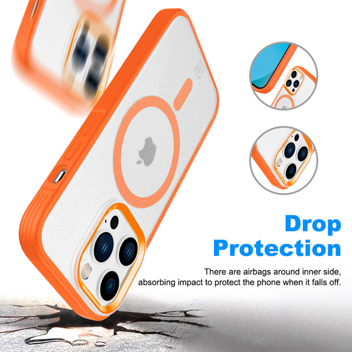 Fremont Grip Frost Clear Back with Matching Camera & Magsafe Ring - Orange